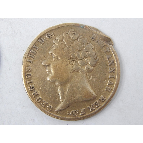 91 - George III imitation £2 pieces (2);