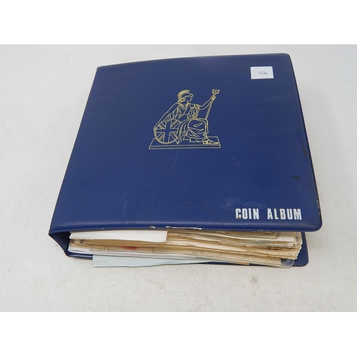 134 - Vintage coin album containing a substantial collection of World coins and tokens