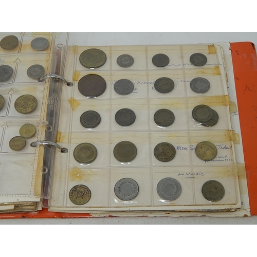 136 - Substantial collection of Amusement Tokens housed in vintage album well written up