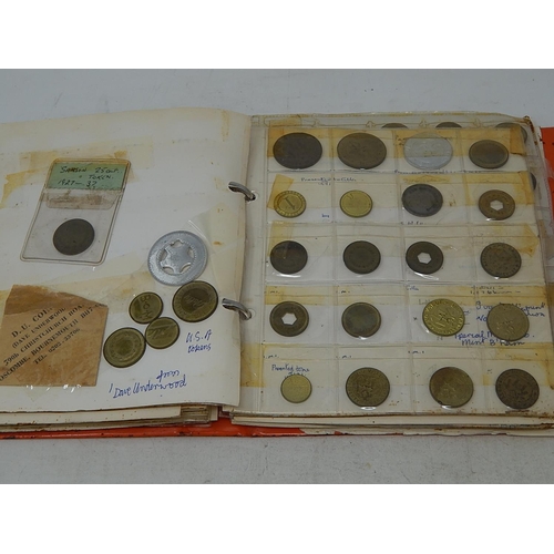 136 - Substantial collection of Amusement Tokens housed in vintage album well written up