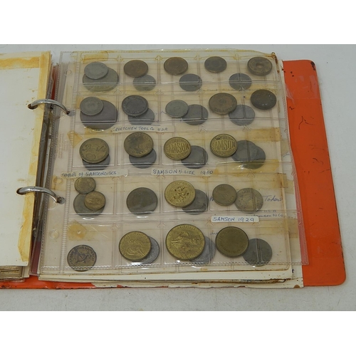 136 - Substantial collection of Amusement Tokens housed in vintage album well written up