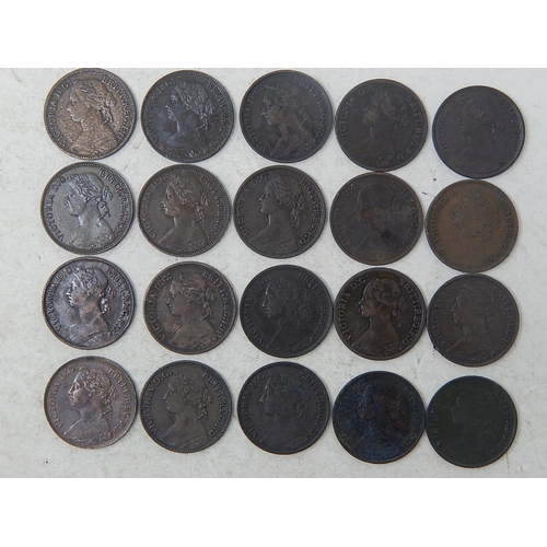 151 - Victoria Bronze Farthings 1866(2), 1867, 1868, 1872, 1873, 1874H, 1875H, 1878(2), 1879, 1880, 1881(2... 