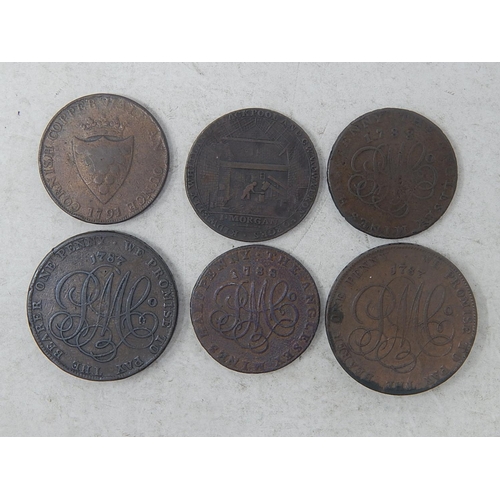 156 - Group of 6 x 18th Century Condor Tokens Fine to Very Fine