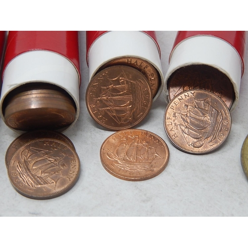 171 - 6 Red Sandhill tubes of Halfpennies; 2 x Sandhill tubes of tokens