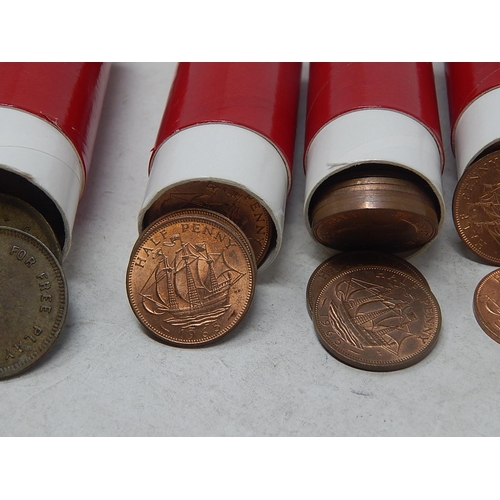 171 - 6 Red Sandhill tubes of Halfpennies; 2 x Sandhill tubes of tokens