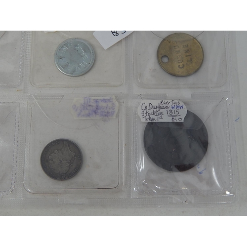 183 - An interesting selection of early tokens inc some rare types; a Silver George III 1813 Irish 10 Penc... 