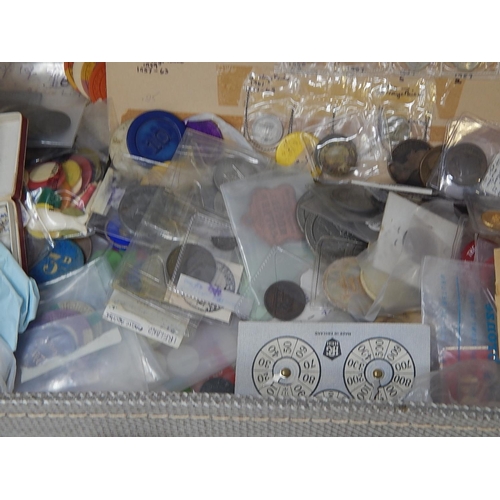 185 - Suitcase full of coins, tokens, etc, sorting will reward, varying states of preservation