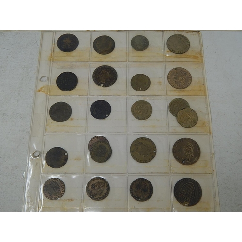 195 - Large collection of George III Guinea, Half Guinea Brass Tokens on 3 album pages