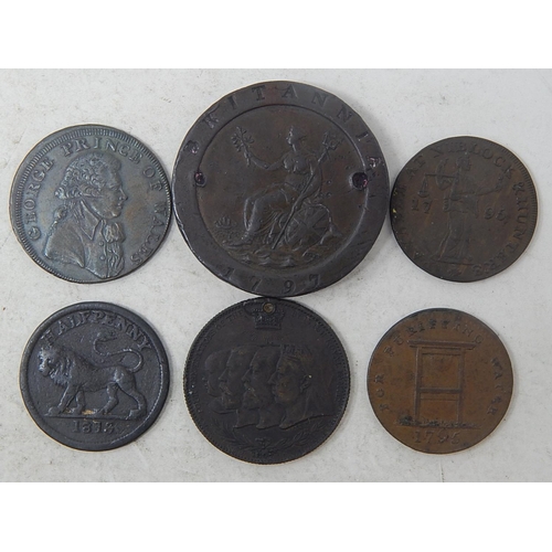 208 - George III Cartwheel Twopence 1797; 1813 Halfpenny Token; Victorian Medallion; Prince of Wales Medal... 