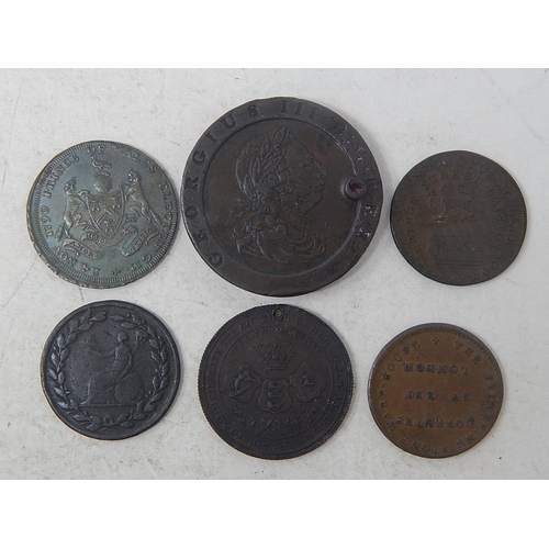 208 - George III Cartwheel Twopence 1797; 1813 Halfpenny Token; Victorian Medallion; Prince of Wales Medal... 