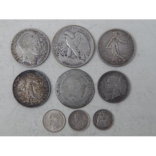 209 - Austria Francis II 20 Heller Silver 1794; France 10 Franc 1932, 2 Franc 1909, 1916; USA Half Dollar ... 