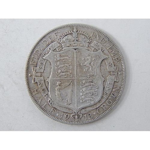 214 - George V Silver Halfcrown 1913 Very Fine scarce date