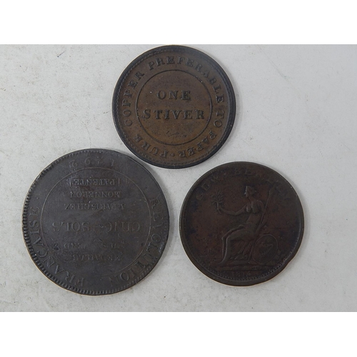 217 - France 'Hercules' Copper Medallion, scarce; Guyana 1838 Trade and Navigation One Stiver; Wellington ... 