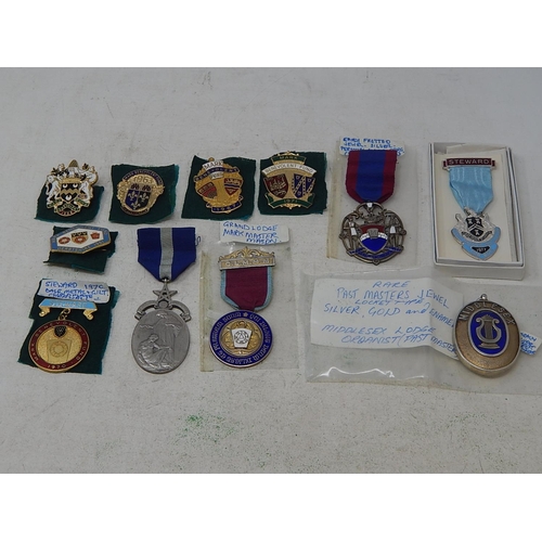 233 - Masonic Medals, some silver with a large amount of Masonic paperwork