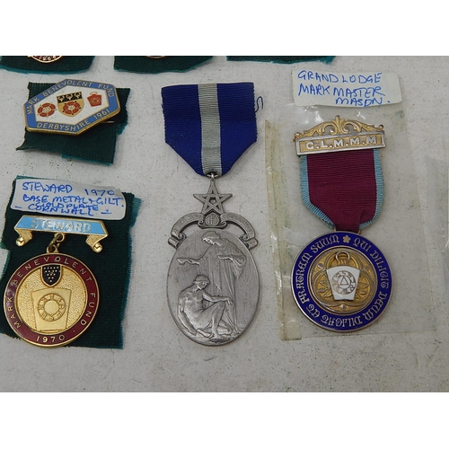 233 - Masonic Medals, some silver with a large amount of Masonic paperwork