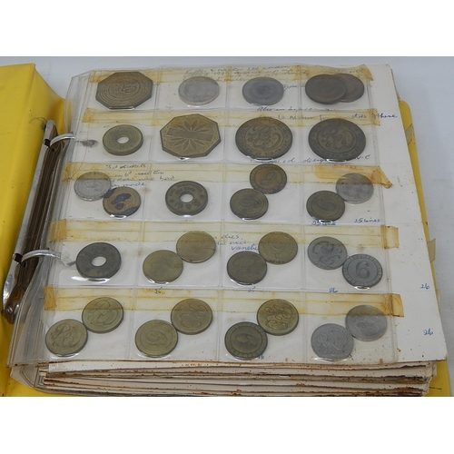 240 - Yellow coin album full of jettons/tokens