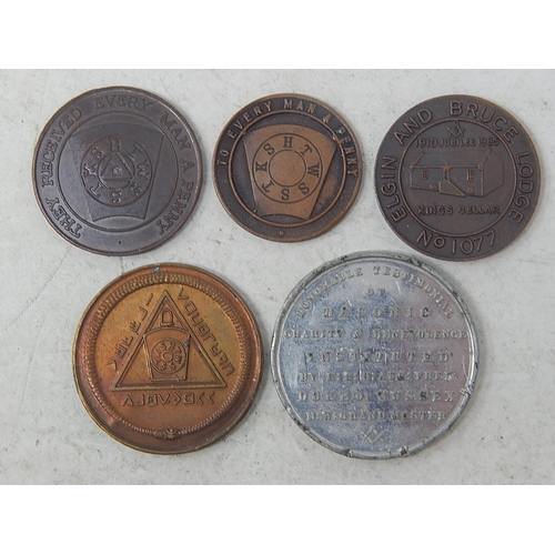 247 - Group of 5 x Masonic Medals