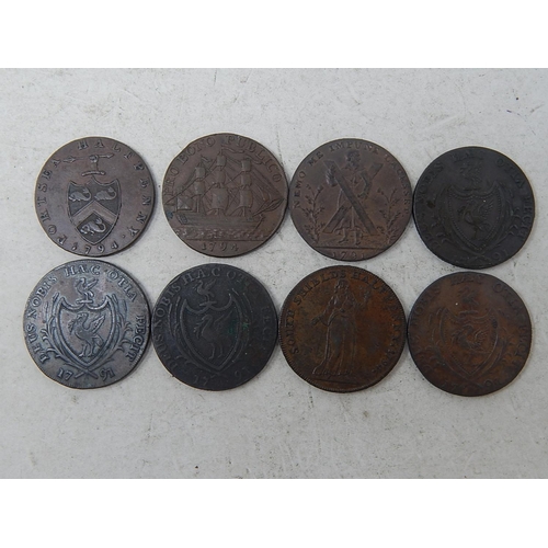 251 - Lothian Edinburgh 1791 Halfpenny; Hampshire 1794 Halfpenny; Lancashire Liverpool Halfpenny 1791 x 4 ... 