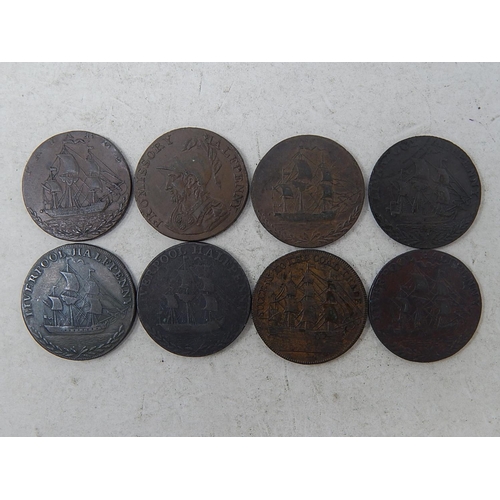 251 - Lothian Edinburgh 1791 Halfpenny; Hampshire 1794 Halfpenny; Lancashire Liverpool Halfpenny 1791 x 4 ... 