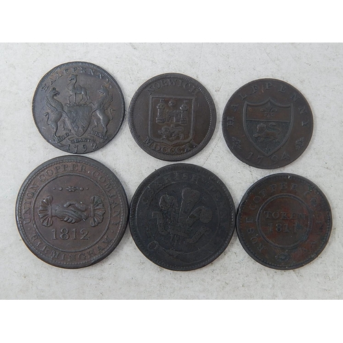 255 - Birmingham 1812 Penny Token; Warwickshire 1792 Lady Godiva Halfpenny; Lancashire Halfpenny 1794; Cor... 