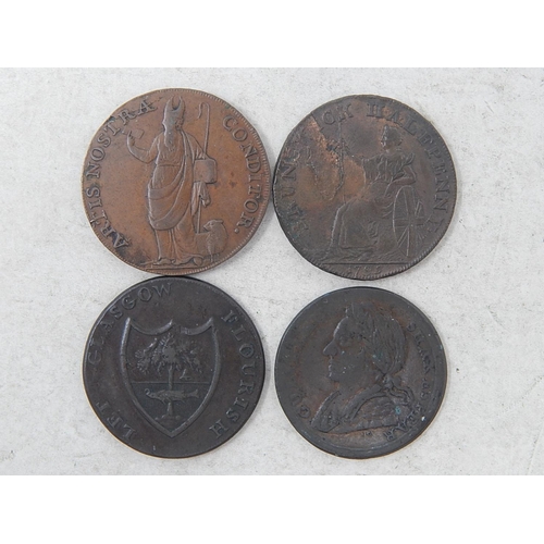 258 - Lancashire Englands Glory; Leeds 1791 Halfpenny; Brunswick Halfpenny (4) Very Fine or better