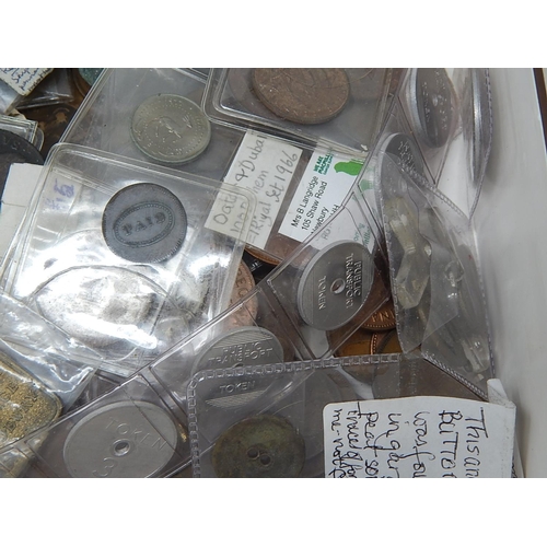 273 - Box of misc coins, tokens, jettons, etc sorting will reward