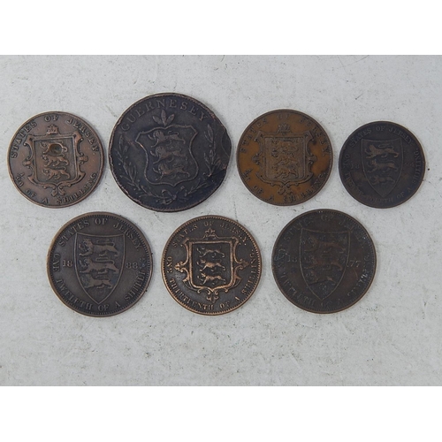 275 - Channel Islands: GUERNSEY 8 Doubles 1834; JERSEY 1/26 Shilling 1858(2); 1/30 Shilling 1866; 1/12 Shi... 