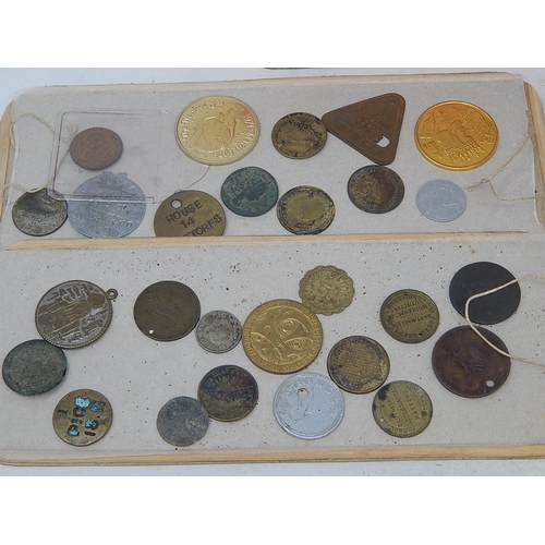 287 - Tin of coins, medallions, tokens, etc