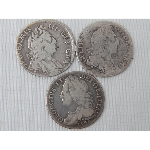 309 - William III 6d 1697(2); George II 6d 1746 Lima Fair-Fine