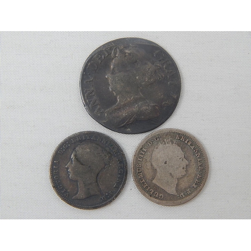 310 - Anne Sixpence 1711; William IV Groat 1837; Victoria Groat 1854