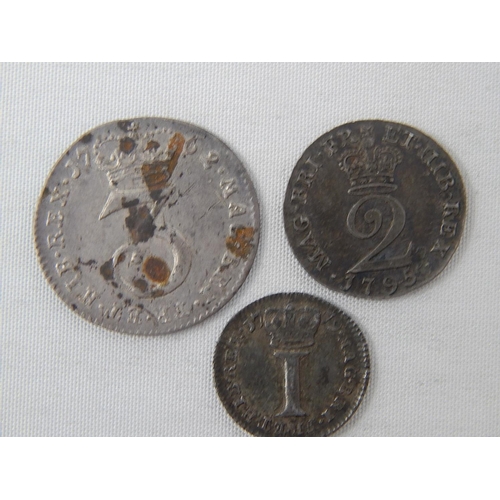 313 - George III Maundy 3d 1762; Maundy 2d 1795; Maundy 1d 1779 Very Fine or better