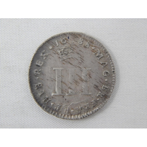 317 - James II 1688 Maundy Threepence, usual haymarking, some underlying brilliance, good Very Fine or bet... 