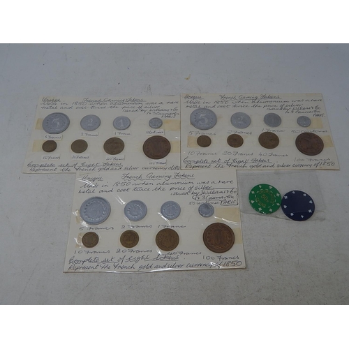 320 - 3 x sets of French gambling tokens scarce; misc gambling chips