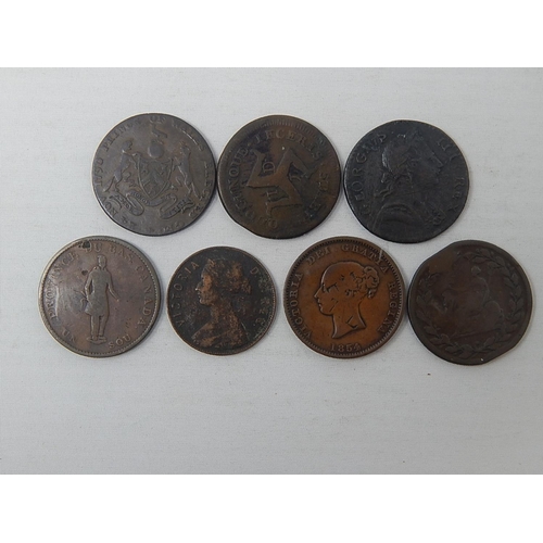 329 - City Bank of Quebeck Halfpenny 1837; Newfoundland 1 Cent 1865; Essex 1/2d 1813; New Brunswick Halfpe... 