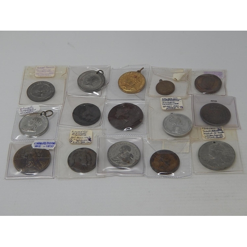 330 - Collection of 15 x various medallions, some Victorian