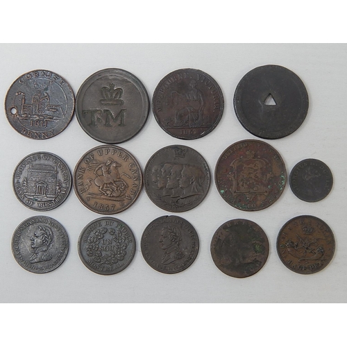 333 - Bank of Upper Canada 1d and 1/2d Tokens 1857; Melbourne 1857 Victoria Hide and De Carle Token; Montr... 