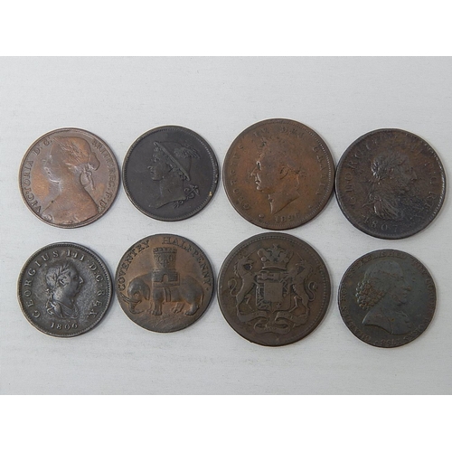 339 - 1792 Coventry Halfpenny; Britannia Token; 1807 Penny, 1806 Halfpenny, 1826 Penny, 1860 Victorian Pen... 