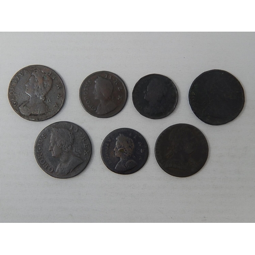 341 - George I Farthings 1734, 1735, 1754; Halfpennies 1733, 1753, 1771, 1773; Fair to Fine