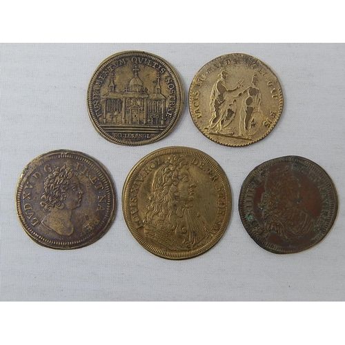 349 - Louis XIV Jetton; Lud XIIII; Queen Anne; others, generally Fine to Very Fine, a couple better