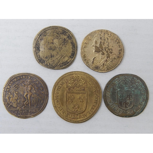 349 - Louis XIV Jetton; Lud XIIII; Queen Anne; others, generally Fine to Very Fine, a couple better