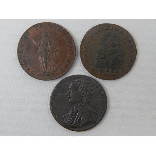 352 - Middlesex 1795 Halfpenny Token; Middlesex Political Token 1791; Norfolk Prosperity to Old England sc... 