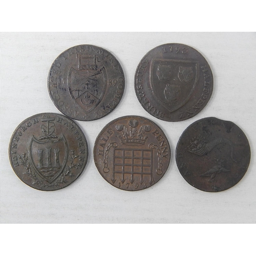 354 - Prince of Wales 1795 Token; 1789 Irish Mine Co Token, Lancashire Rochdale; Edinburgh 1791; Shrewsbur... 