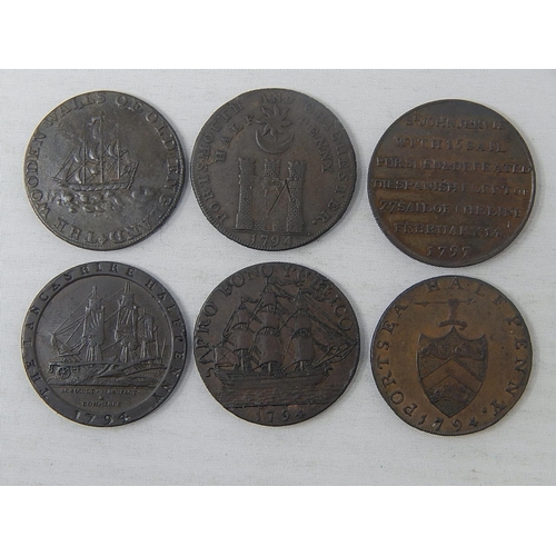 358 - 1794-5 Halfpenny Token; 1794 Promissory Halfpenny; 1797 Sailing Token; 1794 Portsea Halfpenny; 1794 ... 