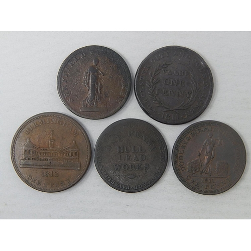 367 - Birmingham Workhouse Token 1812; Sheffield Token; Worcestershire Penny Token 1811; Dudley & Birmingh... 