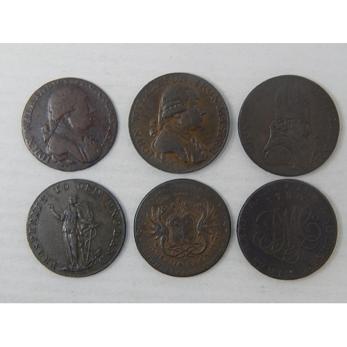 369 - 1795 John Wilkinson Token; 1789 Halfpenny; Drapery and Watch Token; 1789 Token; 1791 Hull Halfpenny;... 