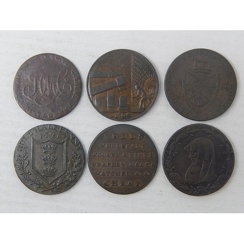 369 - 1795 John Wilkinson Token; 1789 Halfpenny; Drapery and Watch Token; 1789 Token; 1791 Hull Halfpenny;... 