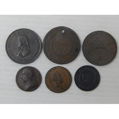 370 - South Wales Farthing Token 1793; 1792 Token; 1794 Love Peace and Union Token; 1813 One Farthing; 181... 