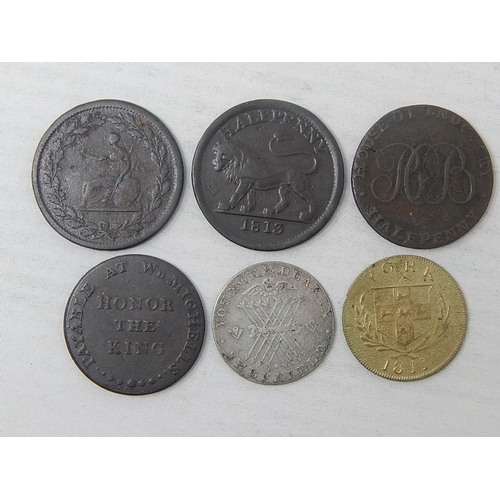 371 - York 1811 One Shilling Token; Younge & Deakon 1811 Shilling Token; 3 x Halfpenny Tokens Fine or bett... 