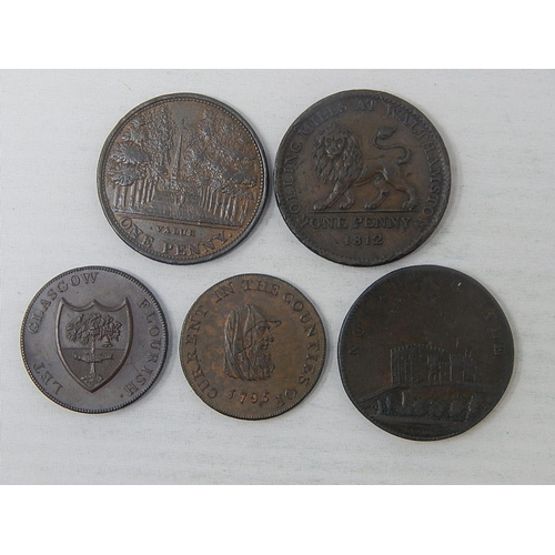 374 - John Bishop Cheltenham Penny Token; Walthamstow Penny Token 1812; Norwich Token 1811; Halfpenny Toke... 