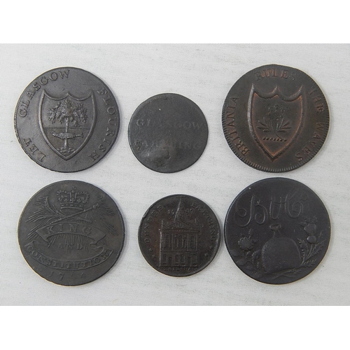 375 - Glasgow Farthing; Dundee Farthing; Let Britain Flourish 1796 Token; 1794 King & Constitution; 1797 B... 